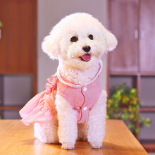 小狗狗衣服公主裙子可爱夏天泰迪比熊薄款小型犬宠物的夏季连衣裙 翻领可爱淑女裙（粉色） XXL-胸围50-55cm