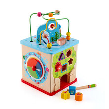 Hape森林动物游戏盒 五合一多功能儿童益智玩具大绕珠串珠宝宝大号六面百宝箱儿童益智玩具 奇趣游戏盒