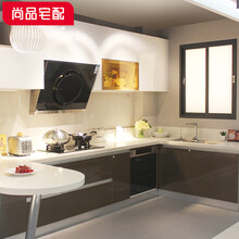 尚品宅配 实拍橱柜定制 整体橱柜定制 现代简约智能厨柜石英石台面厨房定做 全屋家具定制 预付订金(非商品价格)