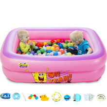 诺澳 大号婴儿游泳池 幼儿童家庭充气游泳池 保温洗澡盆加厚游泳桶 充气浴盆浴缸 (大号/方形粉色)-标准套餐