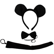 欢乐派对 万圣节六一儿童节幼儿园动物表演演出头饰道具动物鸭子老虎小羊小猪小鸡动物头饰头领结尾巴三件套 米奇三件套