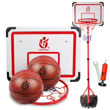 宏登运动公园儿童篮球架儿童玩具篮球框 篮球玩具男孩 可升降室内外投篮架礼物 2.4米送2球升级加厚白色篮板