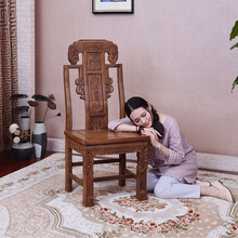 慢象红木家具非洲鸡翅木（学名：非洲崖豆木）象头椅 中式仿古客厅餐椅会客茶椅实木休闲椅靠背椅 长48*宽43*座高46cm(110)cm