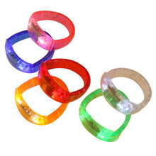 SunNovelty 透明单色手镯 发光手环 红色 蓝色 绿色 白色 发光手环 闪光夜跑化妆舞会聚会 混色6个
