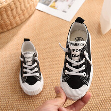 回力童鞋男童布鞋春秋女童鞋子儿童帆布鞋一脚蹬休闲鞋学生白鞋 1865黑色 24码/170内长16.5cm