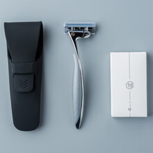 青柚工坊男士手动剃须刀四层刀片个性手工刮胡刀情人节定制礼盒套装 1剃须手柄5头1硅胶套1挂架