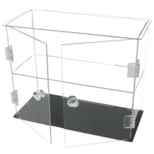 莞华高透明亚克力多层双开门式展示盒模型玩具黏土拼装防尘盒 黑色底座（拼左右开门） 26x14x34cm（三层）