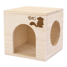 Pet link龙猫木窝小屋房子跳板兔子踏板磨牙串咬木串固定悬挂木窝 木制品笼内装饰跑轮 龙猫小方木屋16X16X16厘米 OC22