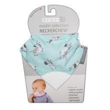 CHEEKY CHOMPERS口水巾英国原装纯棉婴儿三角巾围兜新生儿宝宝围嘴带牙胶咬咬兜咬咬巾 蓝色斑马【夏季纱棉款】