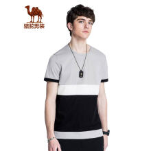 骆驼（CAMEL）男装 夏季时尚圆领休闲青春活力微弹棉质短袖T恤 灰色 XL