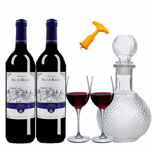 多款可选 红酒美乐干红葡萄酒2瓶 双支礼袋装 特价红酒礼盒六支整箱过年情人节日送礼 法国原酒进口 美乐2支+醒酒器+2酒杯+开瓶器