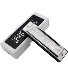 通宝（TOMBO） 日本原装进口 FOLK BLUES 高级演奏10孔布鲁斯口琴 1610 大调式-现货 A调