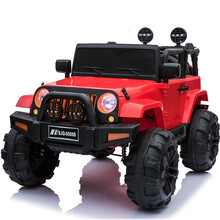 儿童电动车【四轮四驱加长版】汽车可坐人牧马人款越野车摇摆遥控车充电电瓶车自驾车小孩电动玩具车可开门 升级红色12V大电四驱+摇摆+早教音乐+遥控