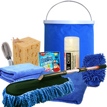 洗车工具套装组合家用洗车套装擦车布鹿皮巾拖把汽车清洁用品 超值洗车9件套