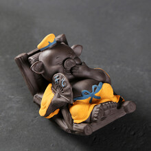 器美优品茶具 茶宠摆件精美可养创意紫砂摇摇千猪变可爱小猪茶艺配件开心 （黄色）摇摇猪-千猪变