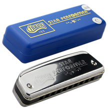 HUANG 黄牌 10孔船型布鲁斯口琴 C调 102A 加厚款银色 树脂琴格