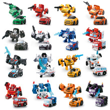 陆霸猎战Q车合金变形迷你金刚Q版合金汽车机器人儿童礼物 2只装（随机发）