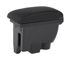 乾图 大众新捷达扶手箱捷达VA3扶手箱新桑塔纳昕锐汽车中央手扶箱免打孔 免安装-双层储物-USB插口-黑色黑线