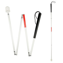 汉东 盲人手杖盲棍导盲杖 铝合金盲人拐杖盲袋 便携滚动轴承盲杖可折叠盲棍带双色反光膜 盲人用品 H02 滑轮头款4节盲杖