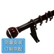 1GSHOP 罗马杆窗帘杆单杆双杆塑钢静音消音铝合金免打孔弹簧增压伸缩杆窗帘门帘杆白色窗帘杆浴帘杆 褐色单轨罗马杆侧装 每0.1米