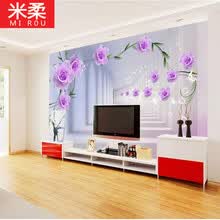 米柔8D凹凸玫瑰花电视影视墙 无缝整张大型壁画 浪漫简约5D无缝壁布 现代时尚沙发背景婚房3D 3D【无缝】法国宫廷丝绸布/平方