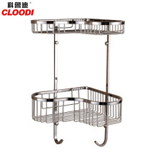 科鲁迪cloodi双层网篮 双层置物架 角篮带钩 卫生间网篮置物架 W3251-1