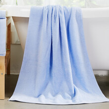 洁丽雅毛巾家纺 纯棉浴巾柔软吸水大浴巾 纯棉素色成人男女情侣通用酒店白色裹身巾 兰色一条