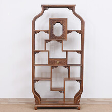 慢象红木家具非洲鸡翅木（学名：非洲崖豆木）酒瓶博古架实木中式茶叶架古董陈列架带抽储物架多宝阁展示架 单个 长97*宽28*高197cm