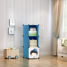 年轻时代（NQSD）组合式简易衣柜婴儿DIY组装魔片衣橱折叠便携式卡通衣柜加深钢架收纳柜储物柜 普通3格
