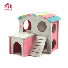 jakal加卡 仓鼠小窝金丝熊睡房彩色小窝用品玩具木质小房子 彩色大房子粉色