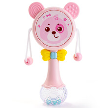 育儿宝 拨浪鼓新生儿玩具婴儿摇铃0-3个月可啃咬益智0-1岁宝宝0-6 小狗拨浪鼓【粉色】