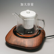 容山堂玻璃煮茶器陶瓷茶壶黑白茶普洱电陶炉茶炉大号烧水壶茶具家用电磁炉 六角煮茶壶脂白+小悦红棕木炉