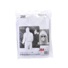 3M 4510白色带帽连体防护服 防护颗粒物及液体有限喷溅抗静电防尘服 XL