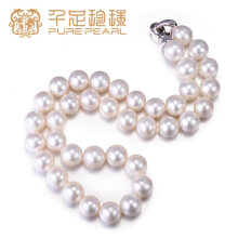 千足珍珠 富余正圆强亮莹白11-12-13mm大颗珍珠项链