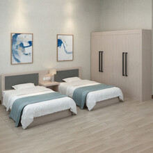 酒店宾馆家具标间床全套定制简约现代快捷酒店出租房床 1.2米单间板靠