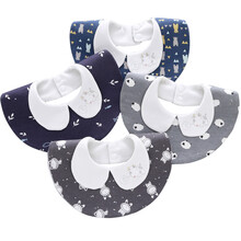 婴幼儿口水巾  宝宝欧美风格立体领子口水巾欧美风格围嘴 棉围兜防水360度圆圈围嘴 4条装带领结款 均码