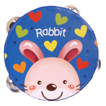 铃鼓 幼儿园儿童舞蹈铃鼓奥尔夫乐器手拍鼓手摇铃鼓幼儿打击乐器手铃鼓 手拍鼓-爱心兔