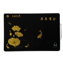 太阳岛 饭菜保温板方形热菜板小号家用智能恒温加热饭菜保暖板加大 触屏款 45*68cm 黑色年年有鱼