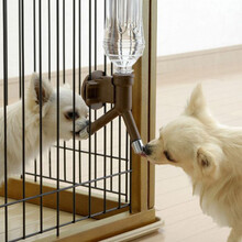 利其尔Richell狗狗悬挂式饮水器宠物猫咪喝水嘴围栏笼子自动喂水头 双口 棕色