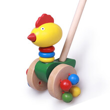 巧木匠儿童推推乐玩具卡通婴幼儿宝宝学步动物手推车1-2-3周岁半男孩女孩玩具 小公鸡