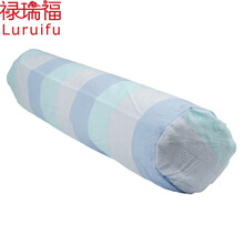 禄瑞福家纺 纯棉老粗布手工颈椎枕头 护颈枕 荞麦壳糖果枕 含内胆枕套拉链设计 芫芫 长约50cm 直径9cm左右