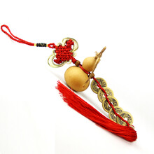 葫芦挂件葫芦摆件家居装饰品中国结铜钱 五帝钱红绳葫芦