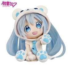 初音未来 Q版公仔  白熊初音 GK雪初音 小粘土可爱模型手办 动漫周边 送礼车载摆件 白熊初音（无底座）