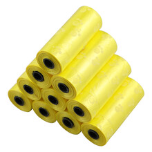 哈宝哈贝 宠物粪便垃圾袋狗狗拾便器专用垃圾袋泰迪拾便袋捡屎夹便袋狗屎清洁袋铲屎神器 黄色脚印(15个/卷) 01卷装