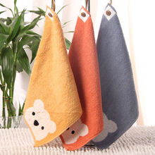 3条装金号纯棉擦手巾带挂绳可悬挂小毛巾可爱卡通方巾柔软吸水幼儿园儿童洗脸巾写绣印名字 6130三色各1