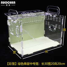 诺辰仓鼠笼子透明亚克力彩色生态板金丝熊鼠宝单双层基础笼迷你笼相亲笼 【彩笼】绿色单层中号空笼