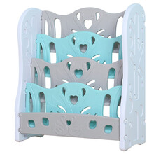 儿童玩具收纳架宝宝收纳柜简易塑料置物架幼儿园整理架多层儿童书架玩具架大容量 白罗曼鹅书架组合一 薄荷绿