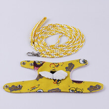 松鼠牵引绳背带项圈小铃铛分体链子三件套魔王松鼠外出用品绳松鼠牵引绳小铃铛项圈链子绳子背带式魔王金花蜜 海绵宝宝 衣服外出套装 1.8M绳长