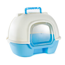 疯狂的小狗 全封闭猫砂盆 升级加大款抽屉式猫厕所防外溅猫沙盆特大号拉屎盆猫咪用品 全封闭式 蓝色空间