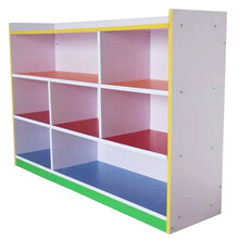 幼儿园书柜鞋柜置物架儿童玩具架收纳架木质储物置物柜宝宝书架儿童区展示架 7格B   120*30*80CM